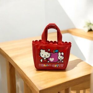Hello Kitty Vinyl Purse Tote Red Vintage Sanrio Smiles 2003 *flaw